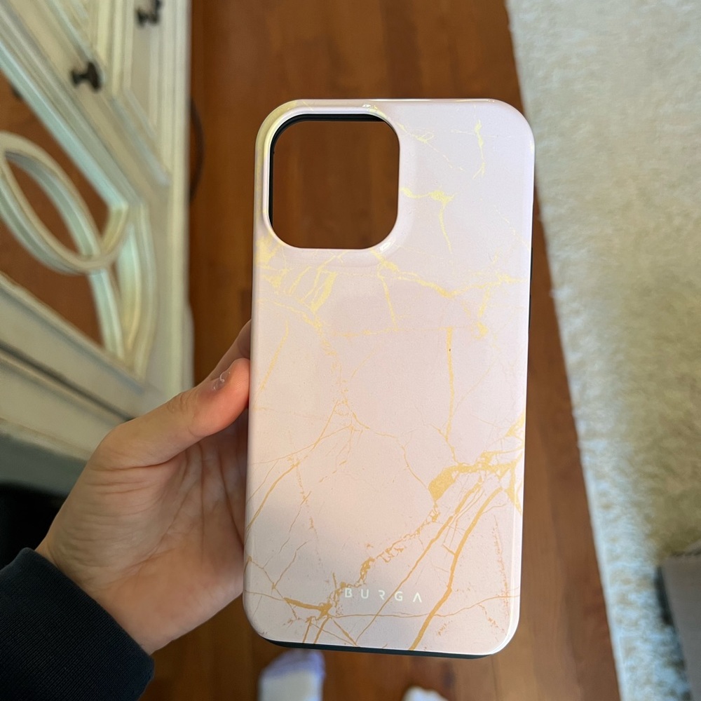 Burga peachy gold pink marble iPhone 13 pro case